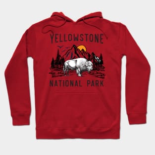 Vintage Yellowstone National Park Wyoming Mountains Bison Hoodie